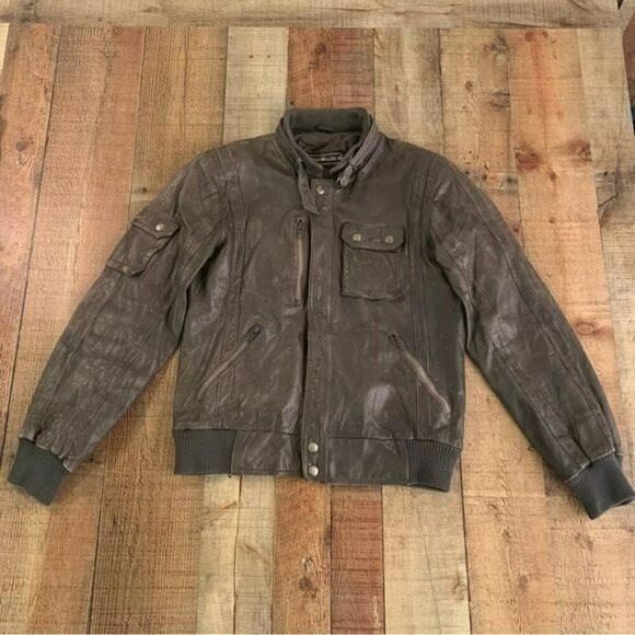 Steinmark brown vintage Leather biker jacket size 40 - Picture 1 of 12